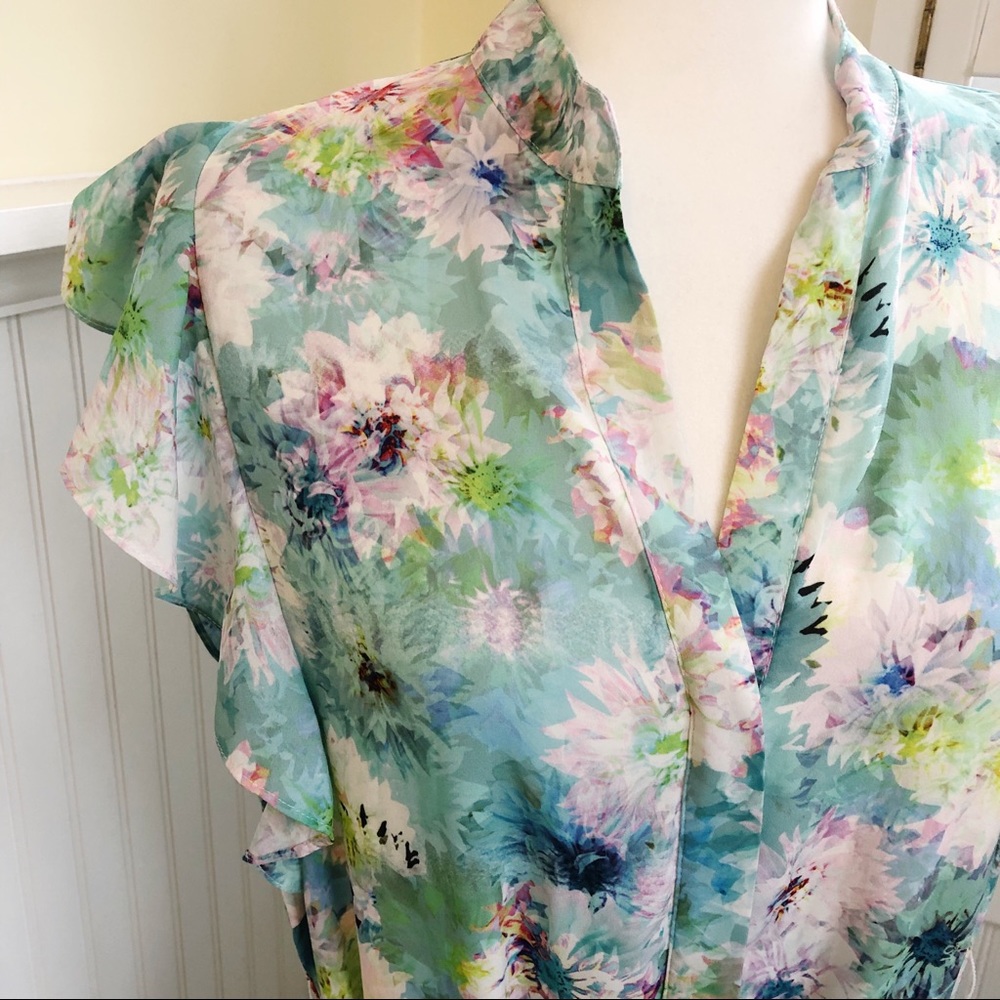 Catherine Malandrino 249823 Fredda Light Blue Floral Midi Dress Size Medium - Picture 3 of 5